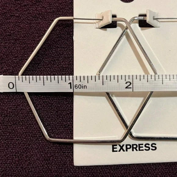 Express Silver Hexagon Hoop Earrings - New With Tags - Picture 5 of 5